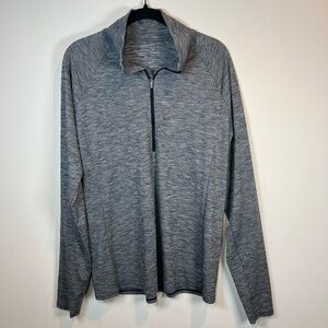 Under Armour Womens Large 1/4 Zip Pullover Shirt Gray Lightweight Running Pocket